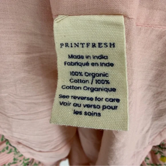NWT Printfresh Florence Dress Gilded Greenhouse Print L Organic Cotton Midi Pink - Picture 8 of 10